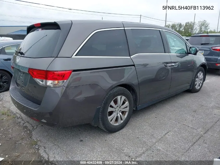 2015 Honda Odyssey Ex VIN: 5FNRL5H40FB113962 Lot: 40432409