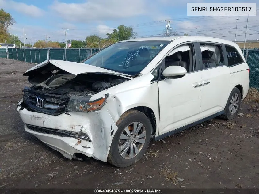 2015 Honda Odyssey Ex-L VIN: 5FNRL5H63FB105517 Lot: 40454875