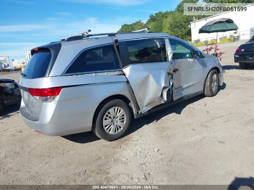 5FNRL5H20FB061599 2015 Honda Odyssey Lx