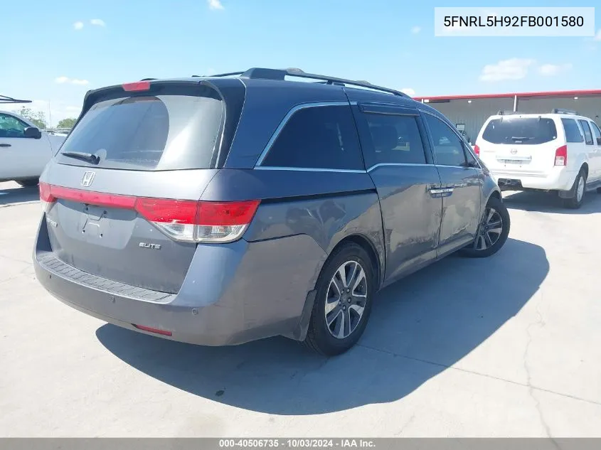 2015 Honda Odyssey Touring/Touring Elite VIN: 5FNRL5H92FB001580 Lot: 40506735