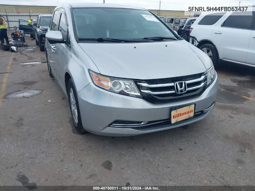 2015 Honda Odyssey Ex VIN: 5FNRL5H44FB063437 Lot: 40750011