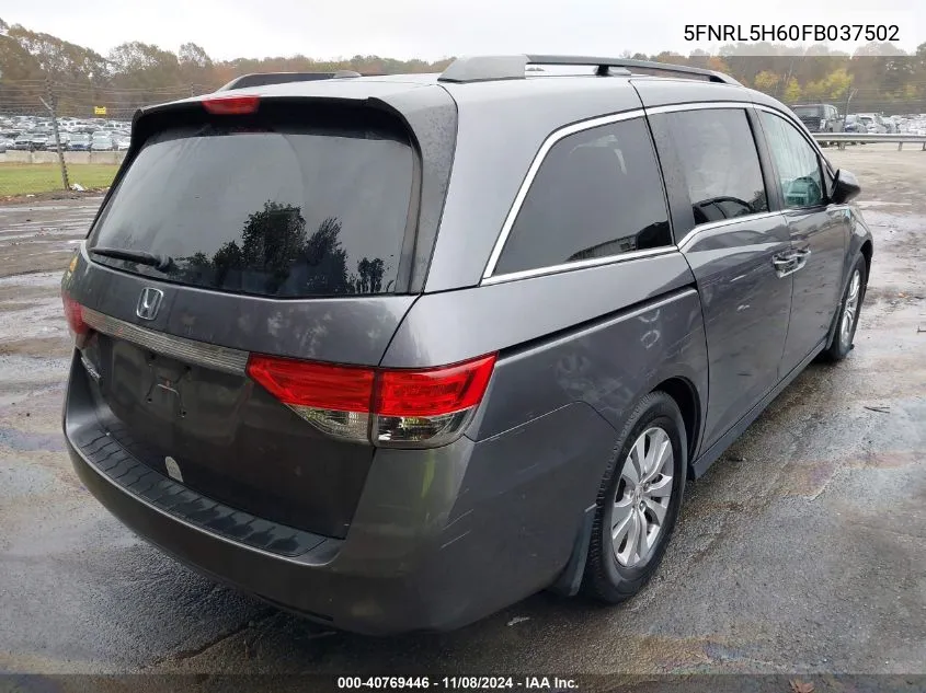 2015 Honda Odyssey Ex-L VIN: 5FNRL5H60FB037502 Lot: 40769446