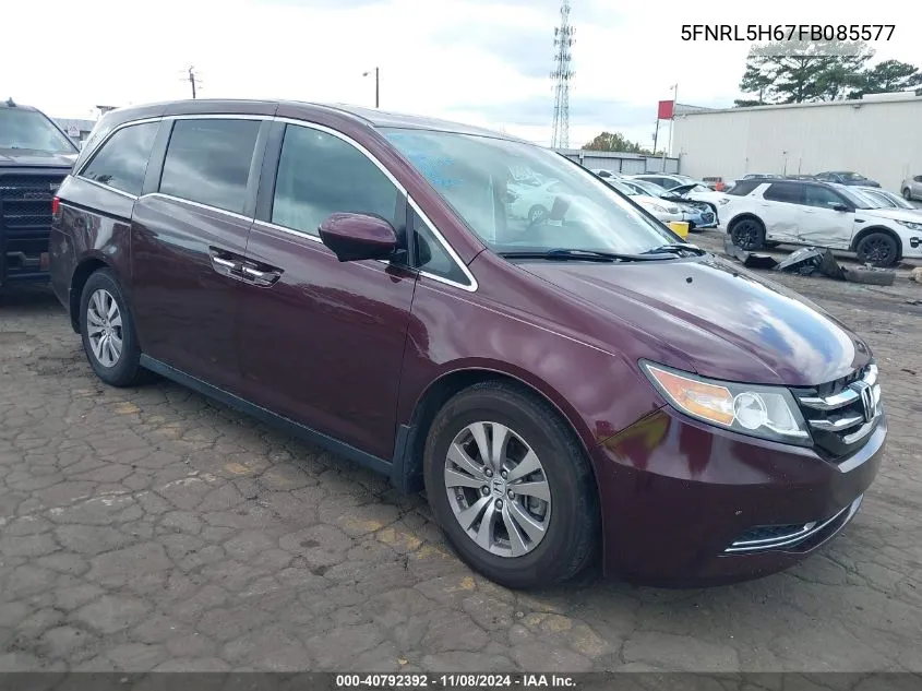 2015 Honda Odyssey Ex-L VIN: 5FNRL5H67FB085577 Lot: 40792392