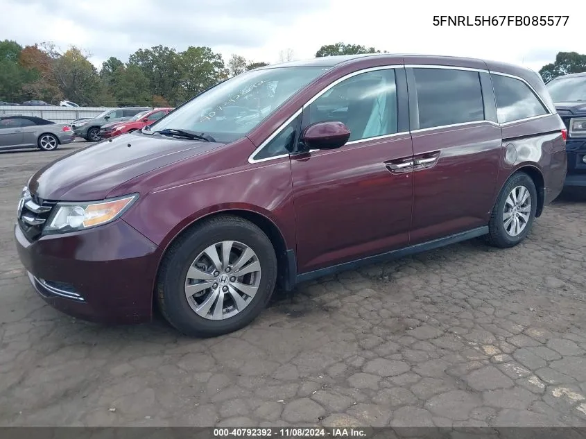 2015 Honda Odyssey Ex-L VIN: 5FNRL5H67FB085577 Lot: 40792392