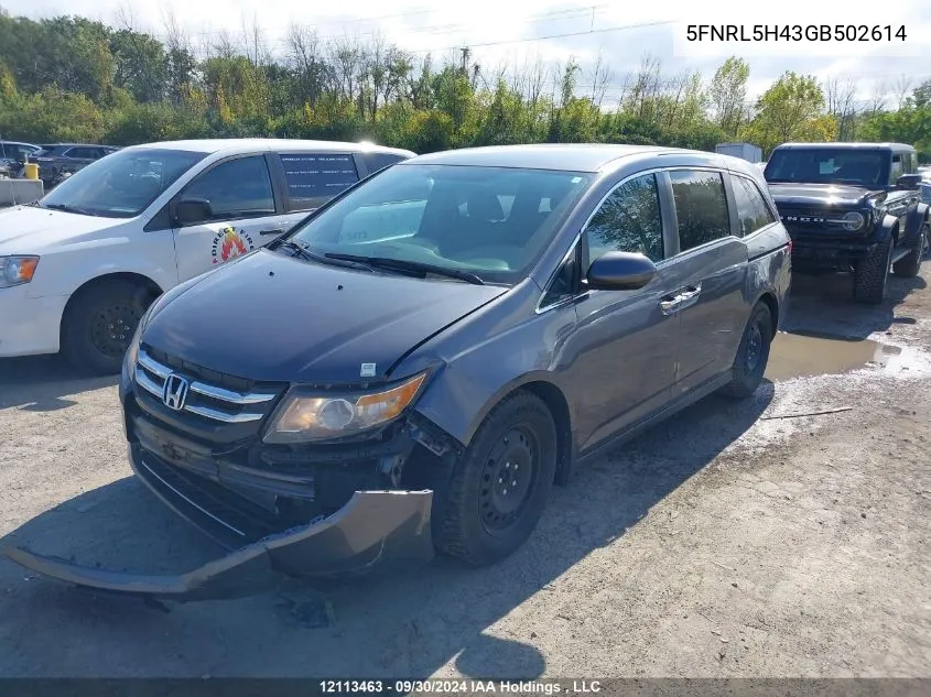 2016 Honda Odyssey Ex VIN: 5FNRL5H43GB502614 Lot: 12113463