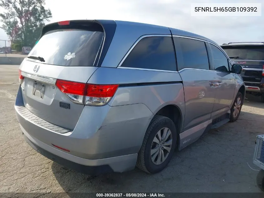 5FNRL5H65GB109392 2016 Honda Odyssey Ex-L