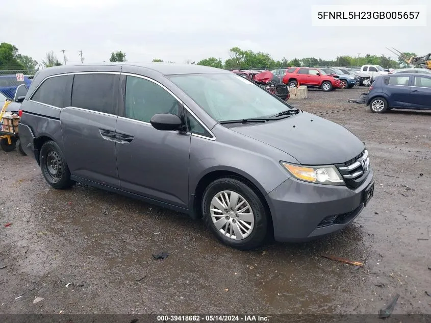 2016 Honda Odyssey Lx VIN: 5FNRL5H23GB005657 Lot: 39418662