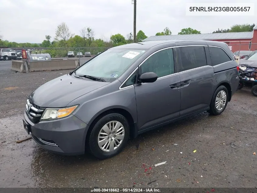 5FNRL5H23GB005657 2016 Honda Odyssey Lx