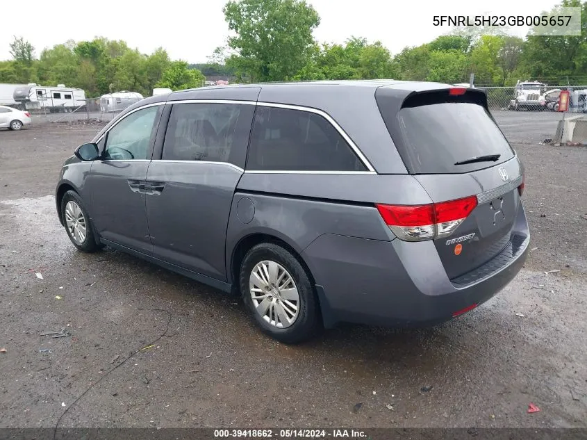 2016 Honda Odyssey Lx VIN: 5FNRL5H23GB005657 Lot: 39418662