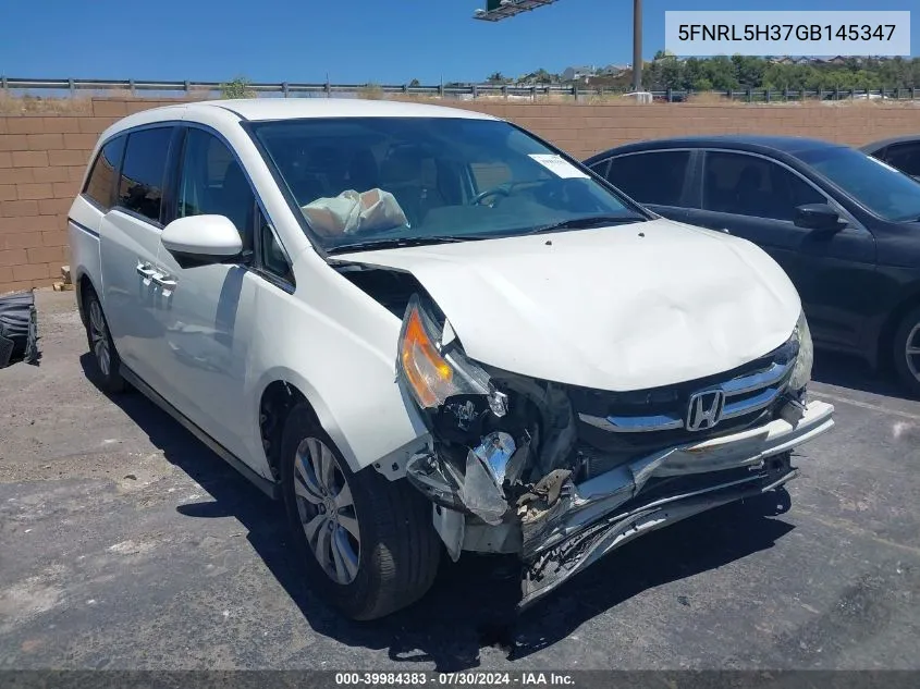 2016 Honda Odyssey Se VIN: 5FNRL5H37GB145347 Lot: 39984383