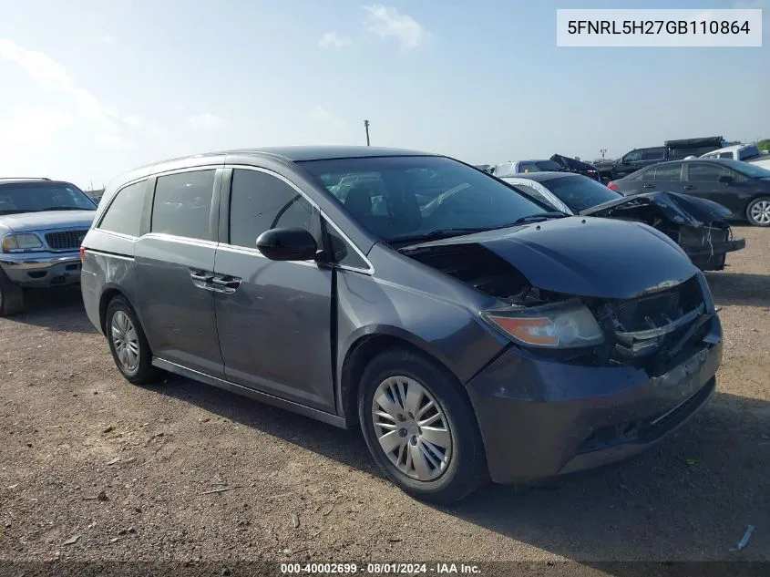 5FNRL5H27GB110864 2016 Honda Odyssey Lx