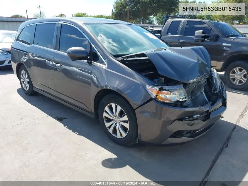 2016 Honda Odyssey Ex-L VIN: 5FNRL5H63GB016435 Lot: 40131644