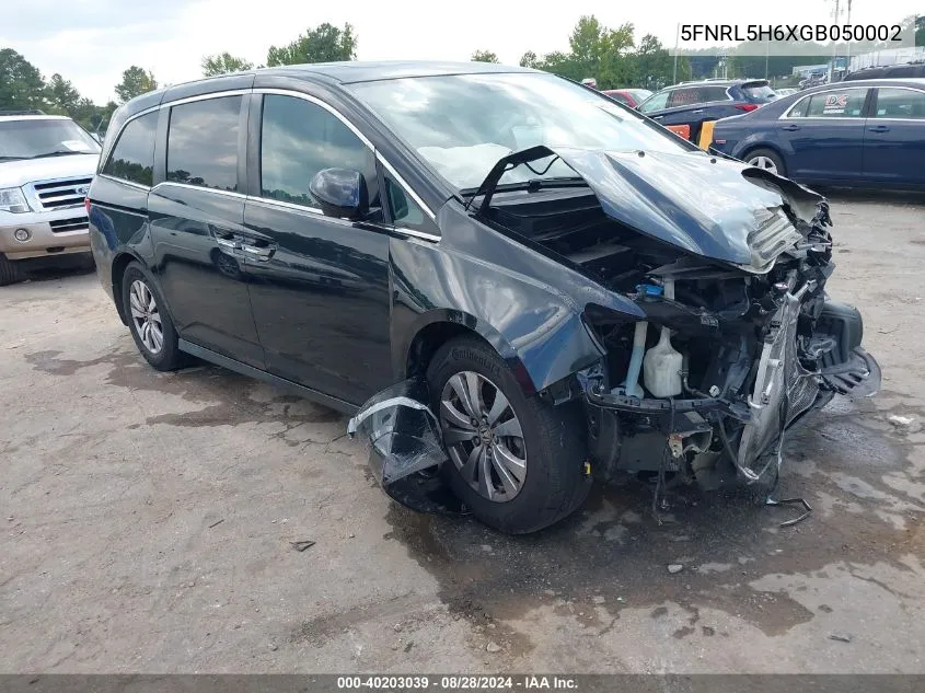 2016 Honda Odyssey Ex-L VIN: 5FNRL5H6XGB050002 Lot: 40203039