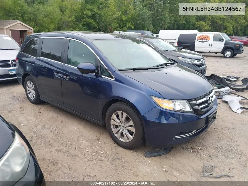 5FNRL5H34GB124567 2016 Honda Odyssey Se