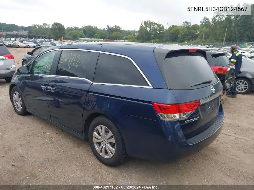 5FNRL5H34GB124567 2016 Honda Odyssey Se