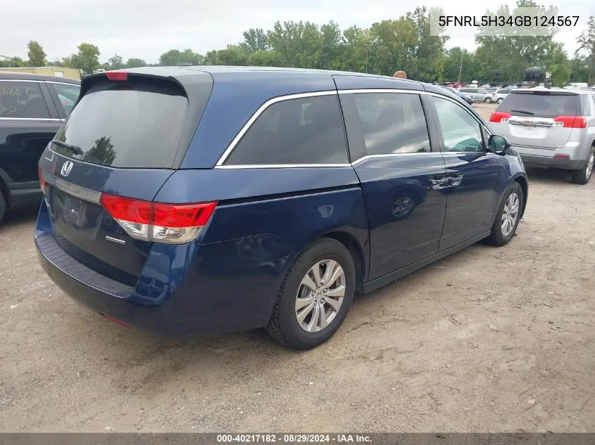 5FNRL5H34GB124567 2016 Honda Odyssey Se