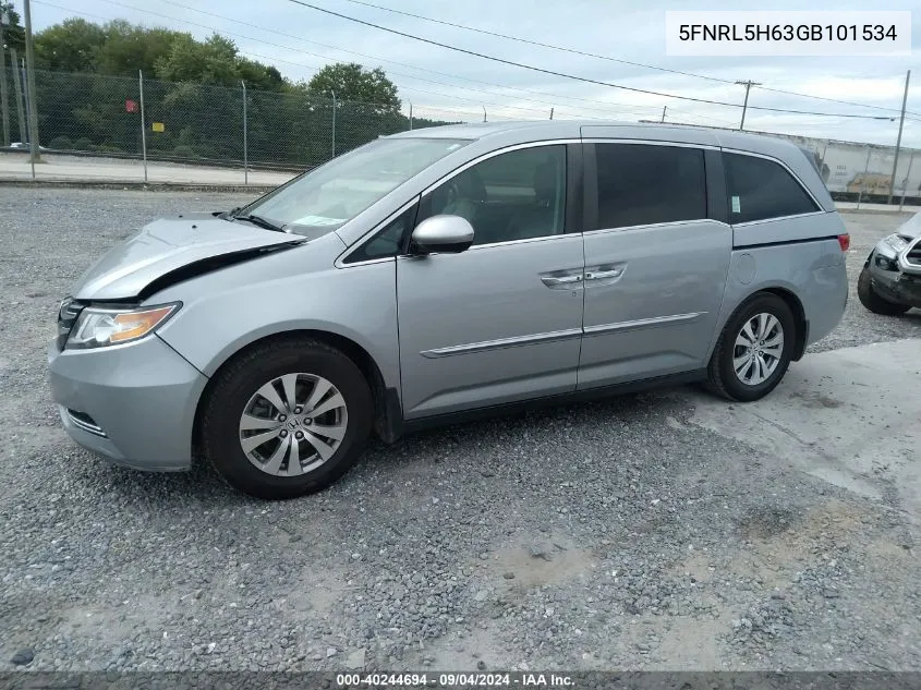 2016 Honda Odyssey Ex-L VIN: 5FNRL5H63GB101534 Lot: 40244694