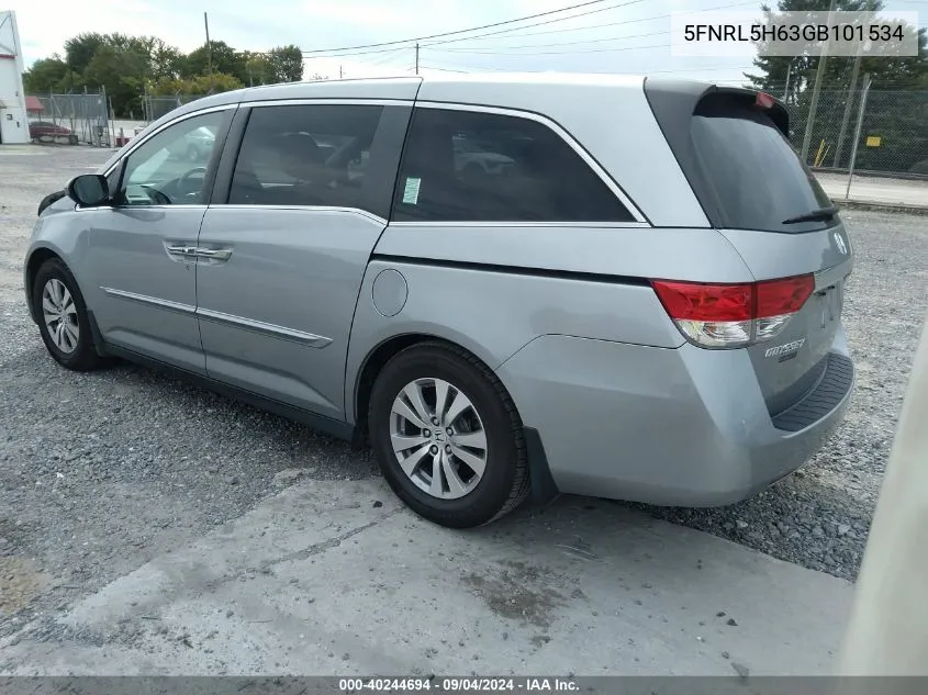 2016 Honda Odyssey Ex-L VIN: 5FNRL5H63GB101534 Lot: 40244694