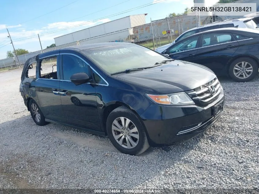 2016 Honda Odyssey Se VIN: 5FNRL5H32GB138421 Lot: 40274654