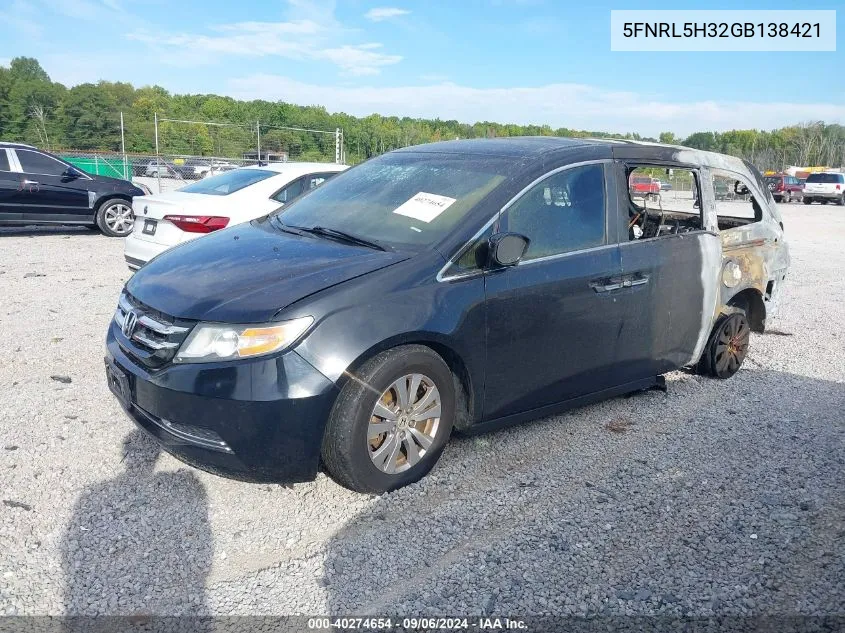 2016 Honda Odyssey Se VIN: 5FNRL5H32GB138421 Lot: 40274654