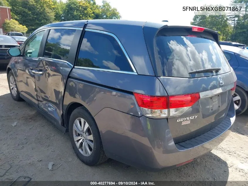 5FNRL5H6XGB071867 2016 Honda Odyssey Exl