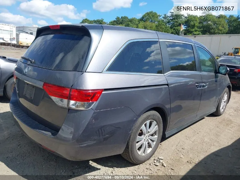 5FNRL5H6XGB071867 2016 Honda Odyssey Exl