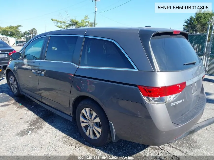 2016 Honda Odyssey Ex-L VIN: 5FNRL5H60GB014805 Lot: 40281373