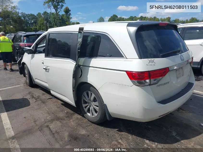 5FNRL5H62GB011503 2016 Honda Odyssey Ex-L