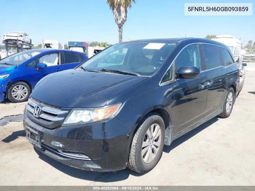 2016 Honda Odyssey Ex-L VIN: 5FNRL5H60GB093859 Lot: 40292064