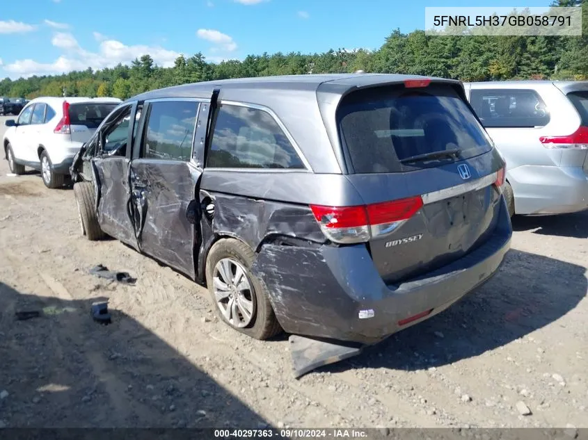 2016 Honda Odyssey Se VIN: 5FNRL5H37GB058791 Lot: 40297363