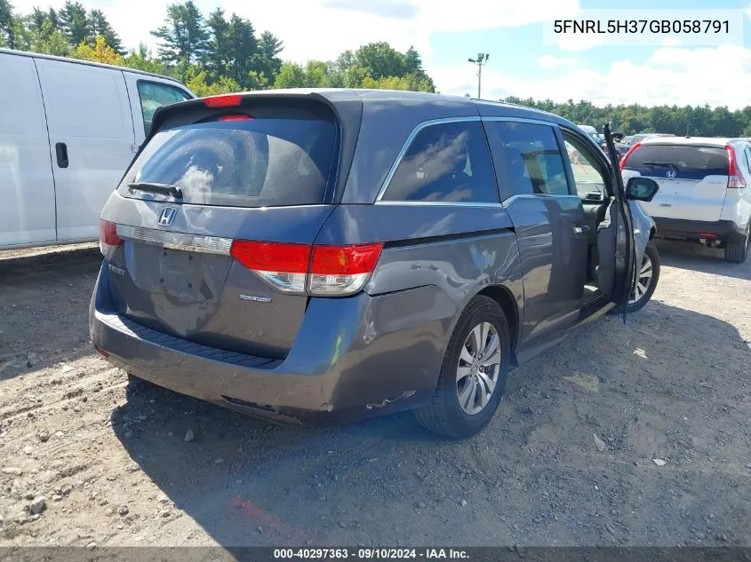 2016 Honda Odyssey Se VIN: 5FNRL5H37GB058791 Lot: 40297363