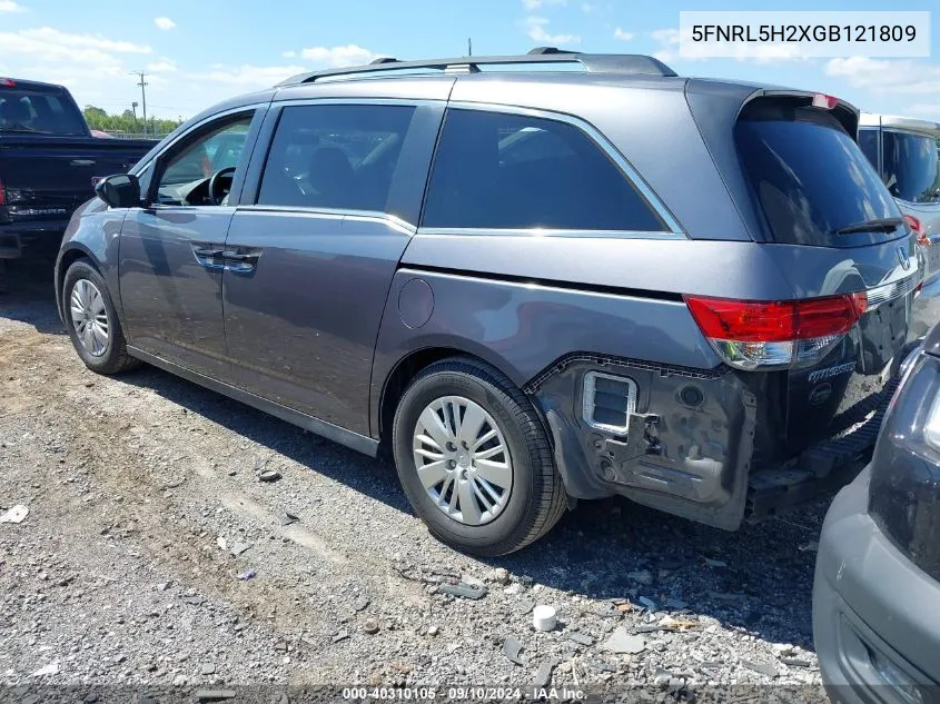 5FNRL5H2XGB121809 2016 Honda Odyssey Lx