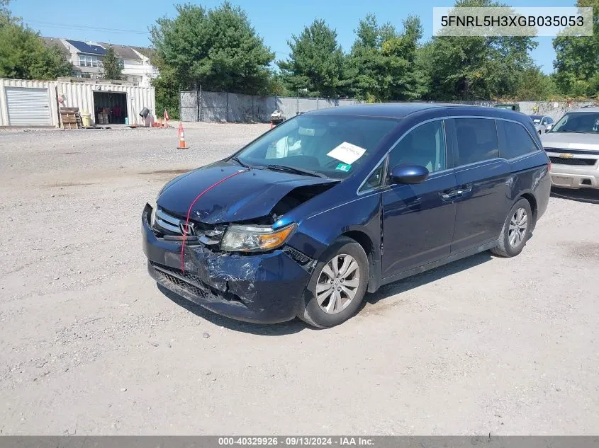 2016 Honda Odyssey Se VIN: 5FNRL5H3XGB035053 Lot: 40329926