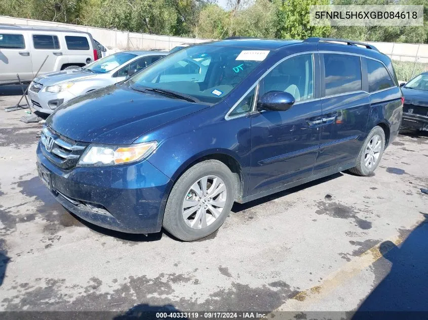 2016 Honda Odyssey Ex-L VIN: 5FNRL5H6XGB084618 Lot: 40333119