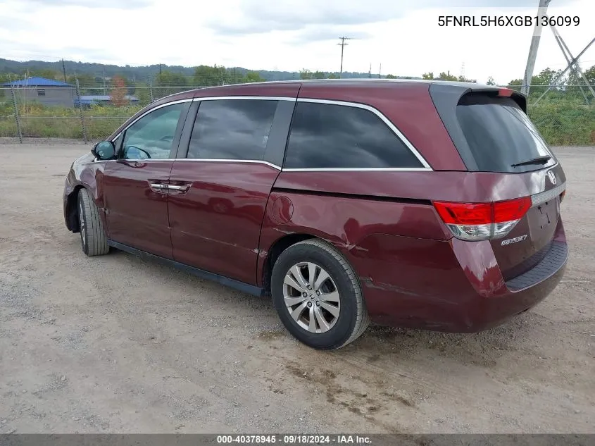 2016 Honda Odyssey Ex-L VIN: 5FNRL5H6XGB136099 Lot: 40378945