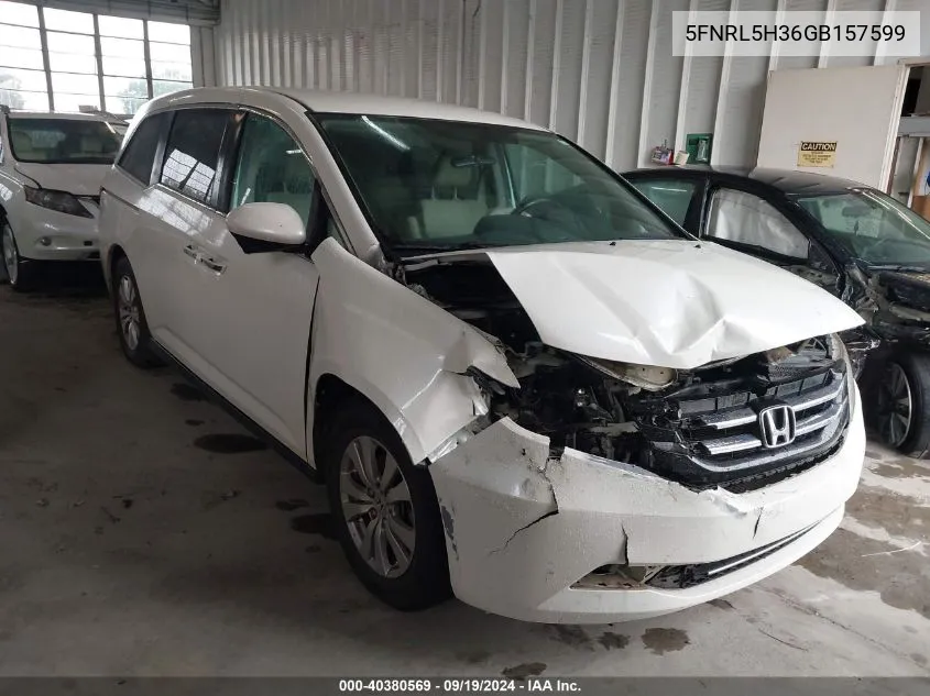 2016 Honda Odyssey Se VIN: 5FNRL5H36GB157599 Lot: 40380569