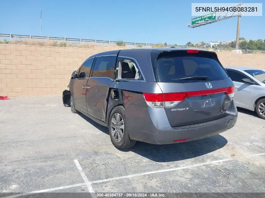 2016 Honda Odyssey Touring/Touring Elite VIN: 5FNRL5H94GB083281 Lot: 40384757