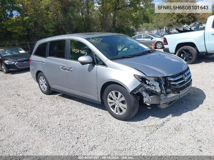 5FNRL5H68GB101643 2016 Honda Odyssey Ex-L