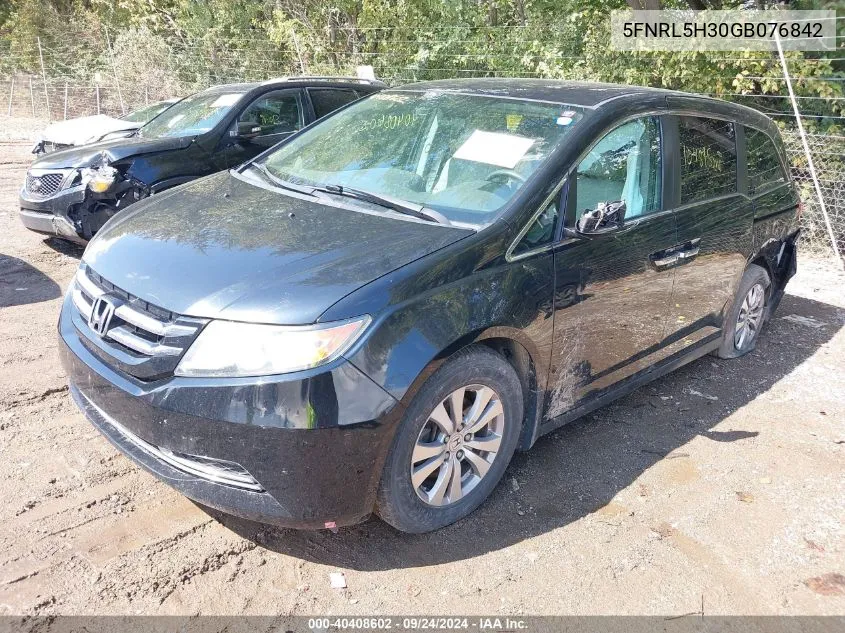 2016 Honda Odyssey Se VIN: 5FNRL5H30GB076842 Lot: 40408602