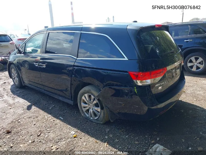 2016 Honda Odyssey Se VIN: 5FNRL5H30GB076842 Lot: 40408602