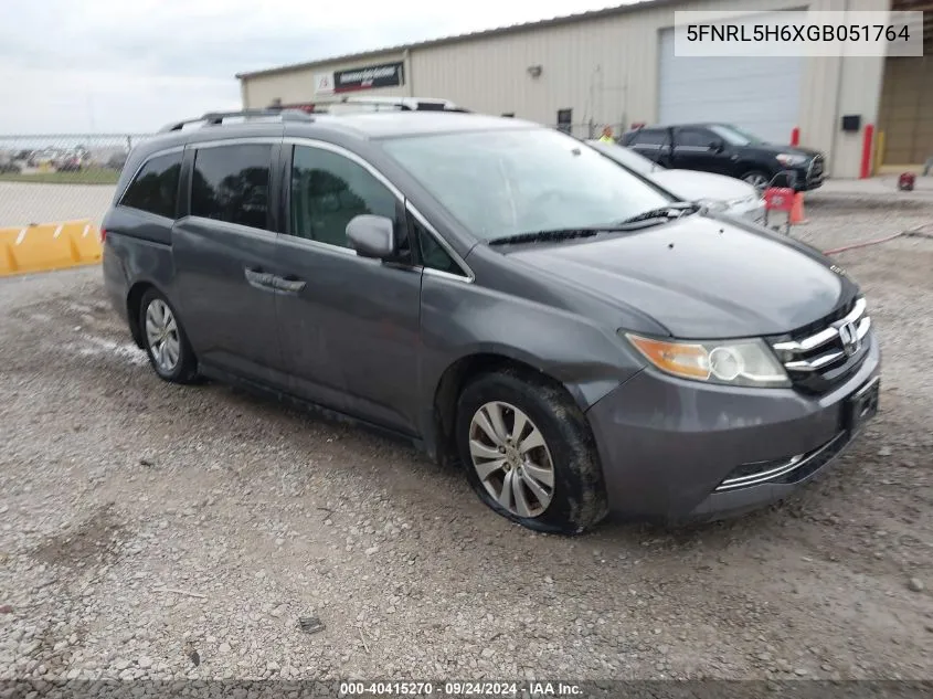 2016 Honda Odyssey Ex-L VIN: 5FNRL5H6XGB051764 Lot: 40415270