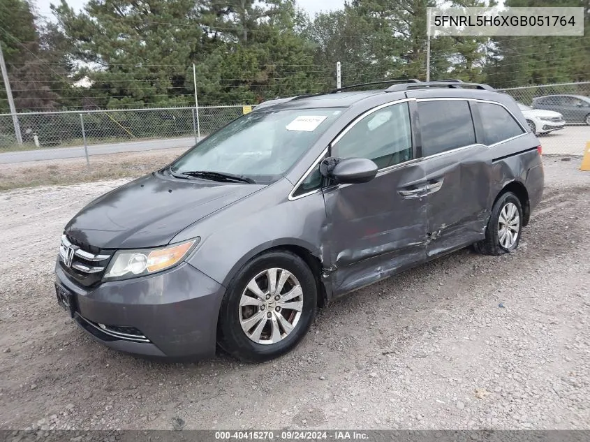 2016 Honda Odyssey Ex-L VIN: 5FNRL5H6XGB051764 Lot: 40415270