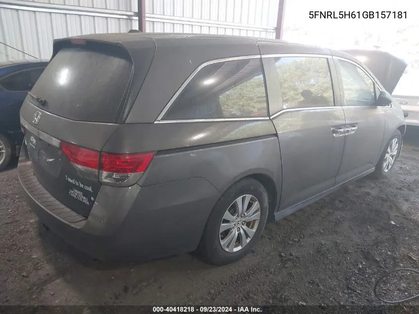 5FNRL5H61GB157181 2016 Honda Odyssey Ex-L