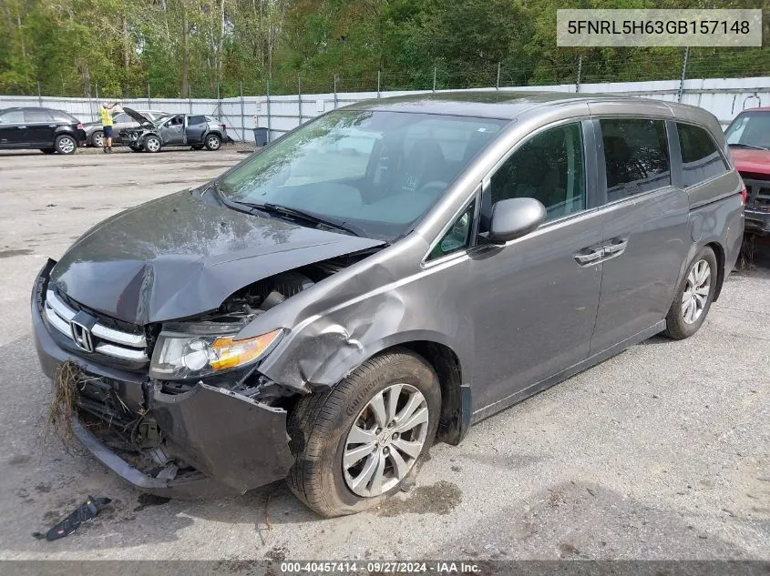 2016 Honda Odyssey Ex-L VIN: 5FNRL5H63GB157148 Lot: 40457414