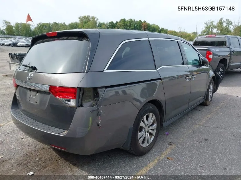 5FNRL5H63GB157148 2016 Honda Odyssey Ex-L