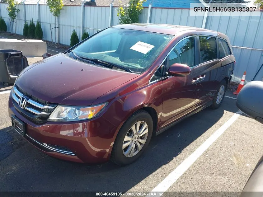 5FNRL5H66GB135807 2016 Honda Odyssey Ex-L