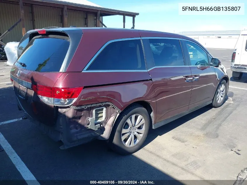 2016 Honda Odyssey Ex-L VIN: 5FNRL5H66GB135807 Lot: 40459105