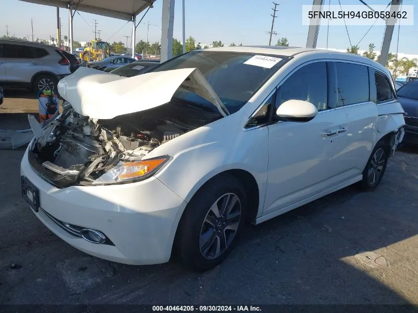 2016 Honda Odyssey Touring/Touring Elite VIN: 5FNRL5H94GB058462 Lot: 40464205