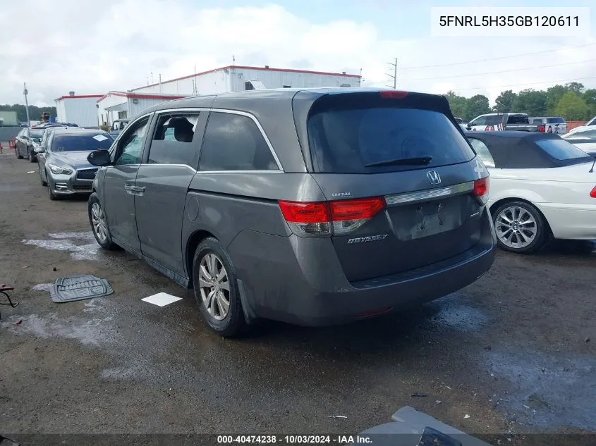 5FNRL5H35GB120611 2016 Honda Odyssey Se