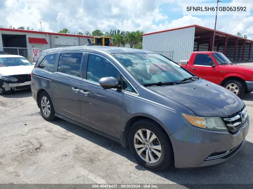 2016 Honda Odyssey Ex-L VIN: 5FNRL5H61GB063592 Lot: 40478427